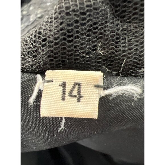 Vintage 90s Lace Crop Top Size 14 Open Back Black Grunge Whimsigoth Witchy Emo - Picture 7 of 9